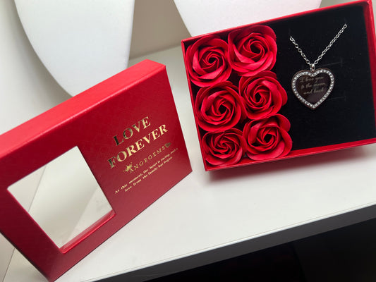 Diamond Engraved Heart Necklace (Eternal Rose Gift Box Included)