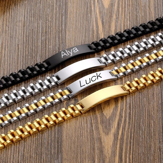 Angegems link Chain Engraved Bracelet