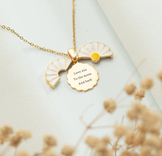 Daisy Hidden Message Engraved Necklace