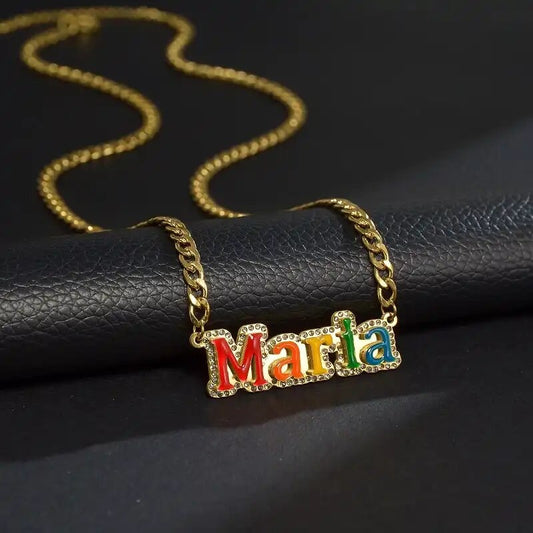 Colorful Diamond Name Necklace
