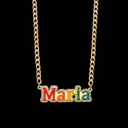 Colorful Diamond Name Necklace