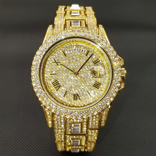 Iced out Roman Numeral Watch