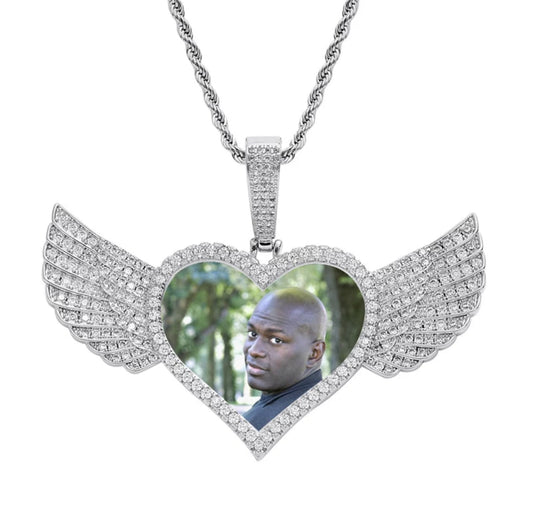 18k Plated Heart wing pendant