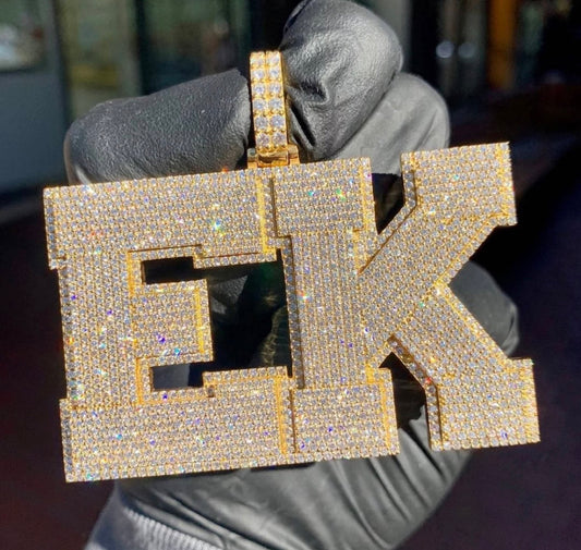 Large Iced Out Initial Letter Pendant